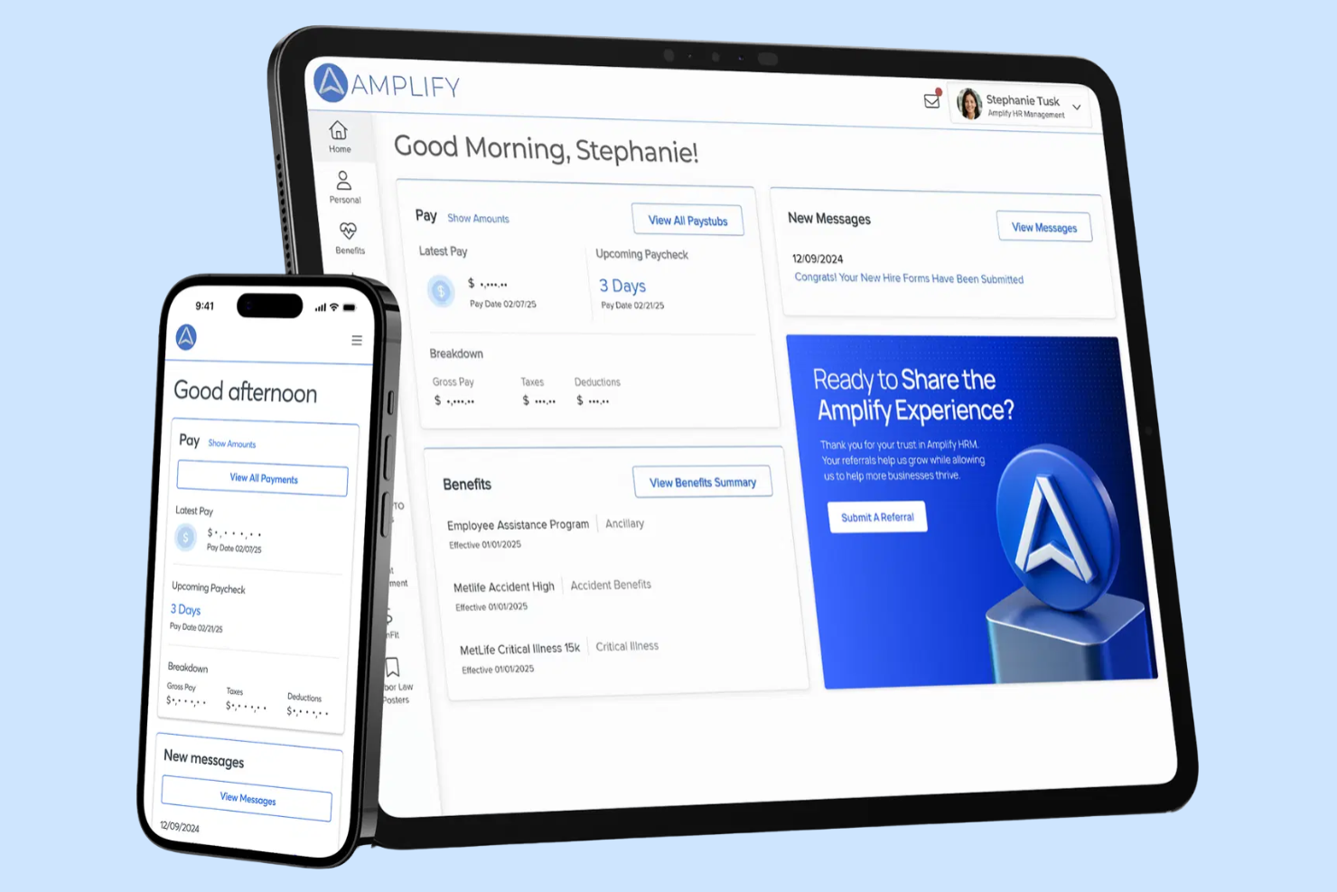 Amplify PEO screenshot - 10 meilleures alternatives à Justworks pour la paie et les RH en 2026