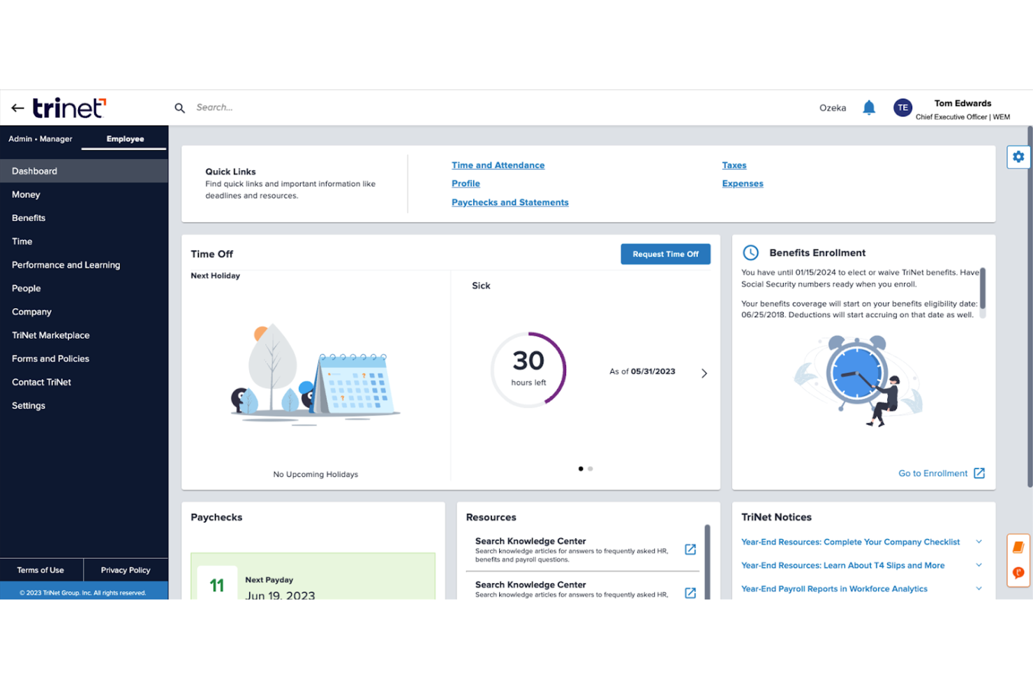 TriNet screenshot - 10 Beste alternatieven voor Justworks voor salarisadministratie en HR in 2026