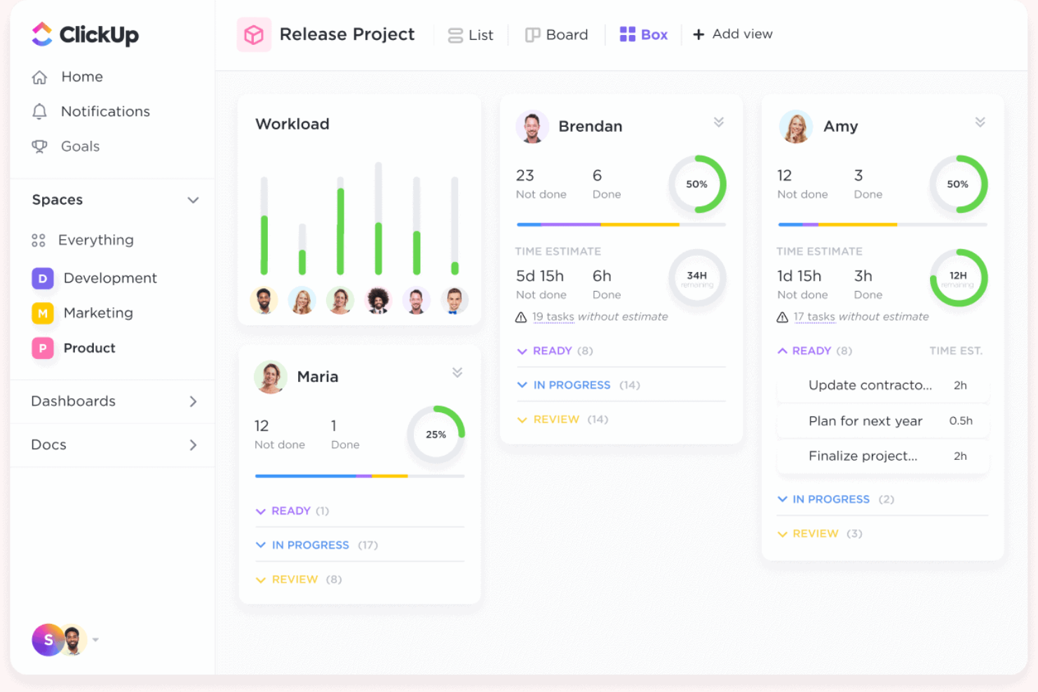 ClickUp screenshot - Les 10 meilleures alternatives à Bonsai évaluées en 2026