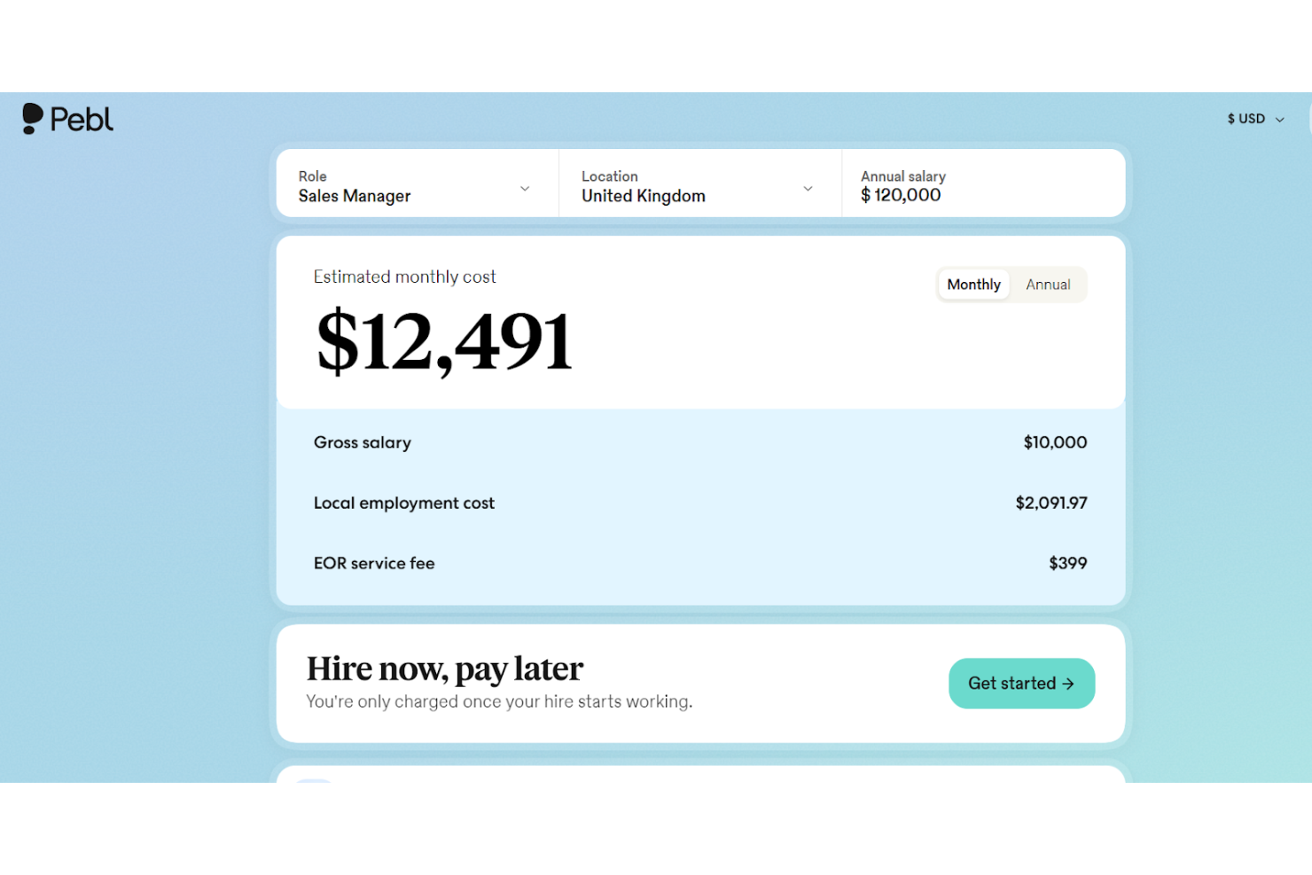 Pebl screenshot - 10 Beste alternatieven voor Justworks voor salarisadministratie en HR in 2026