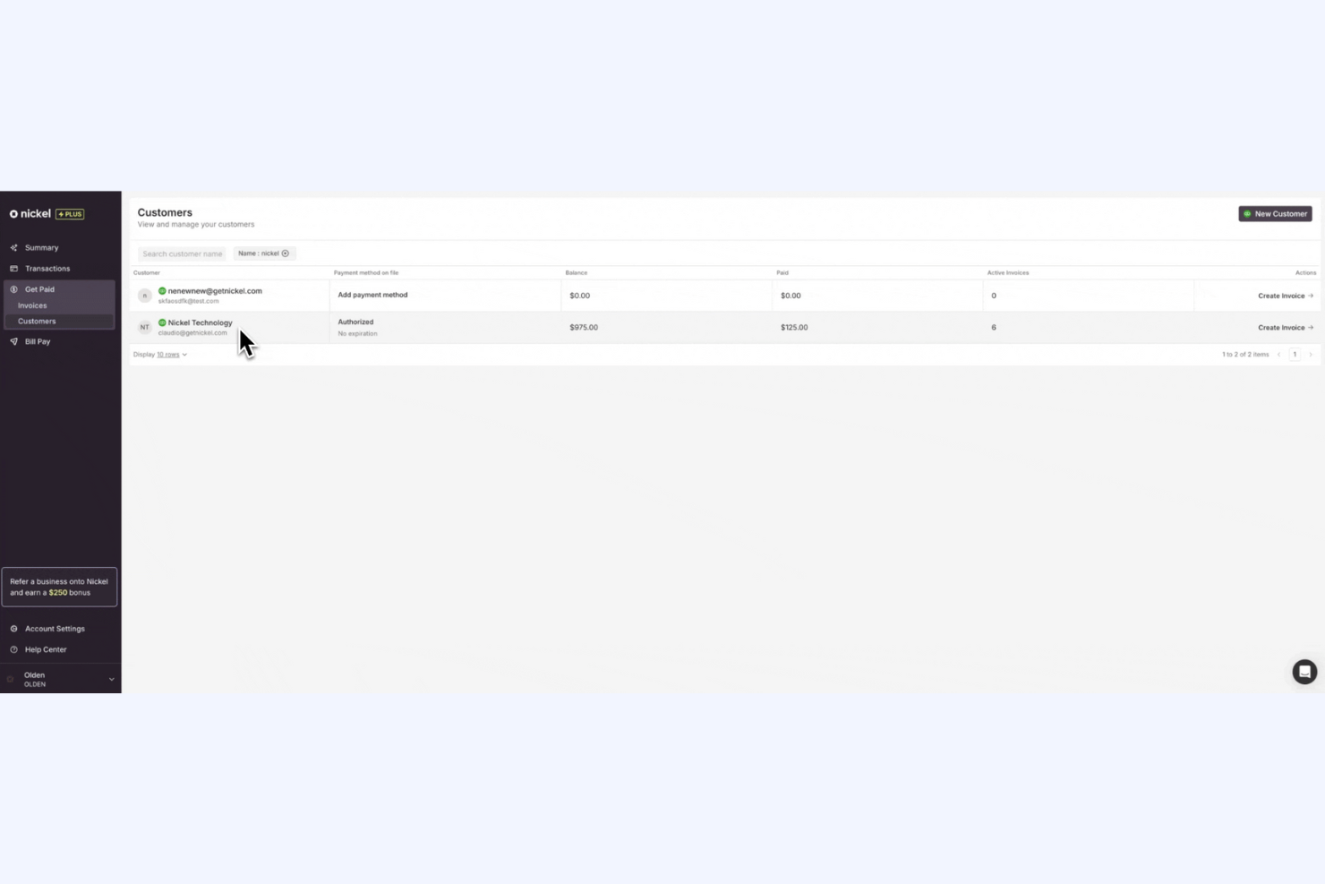 Nickel screenshot - 10 meilleures alternatives à Melio pour l’automatisation des comptes fournisseurs en 2026