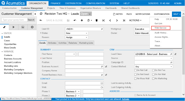 Acumatica screenshot - 10 meilleures alternatives à SAP ERP passées en revue en 2026