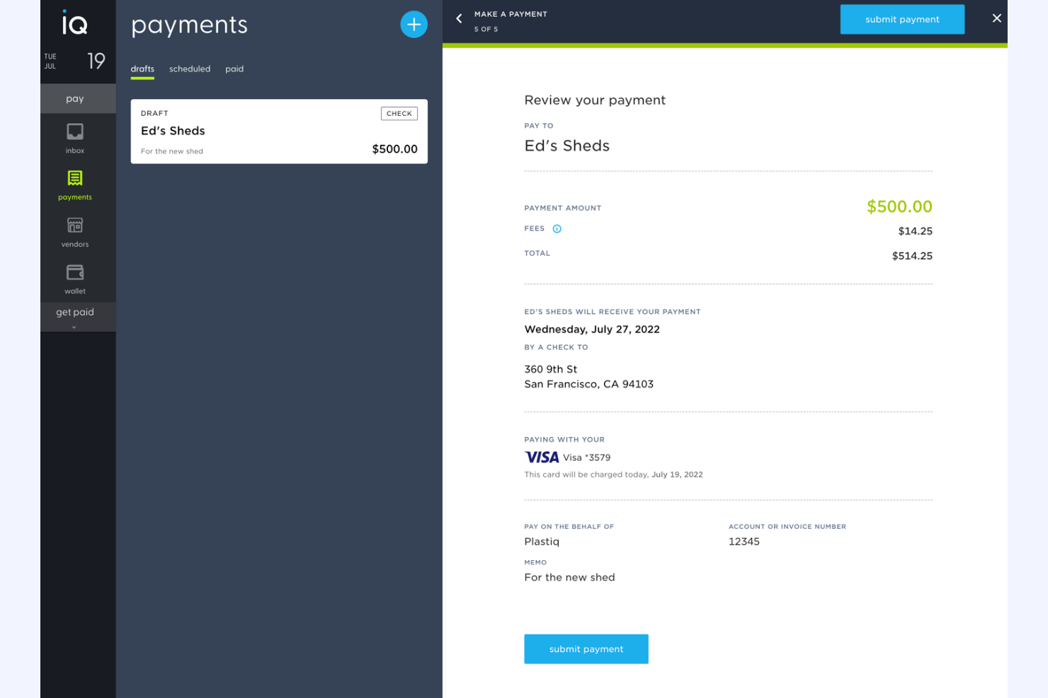 Plastiq screenshot - 10 meilleures alternatives à Melio pour l’automatisation des comptes fournisseurs en 2026