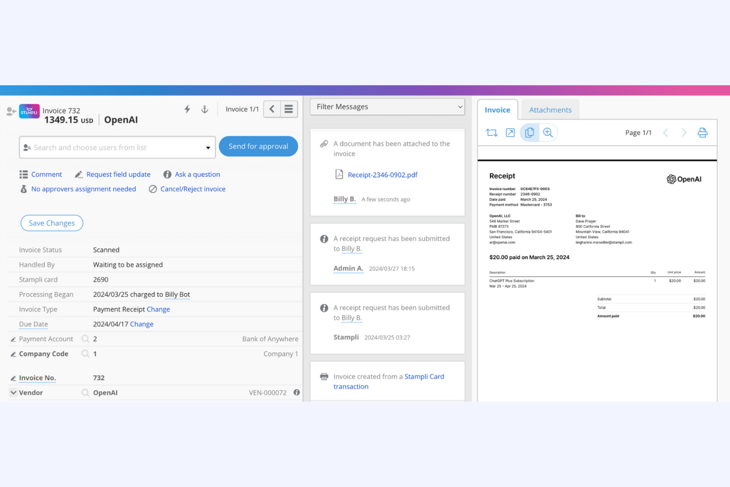 Stampli screenshot - Le 10 migliori alternative a Melio per l’automazione della contabilità fornitori nel 2026