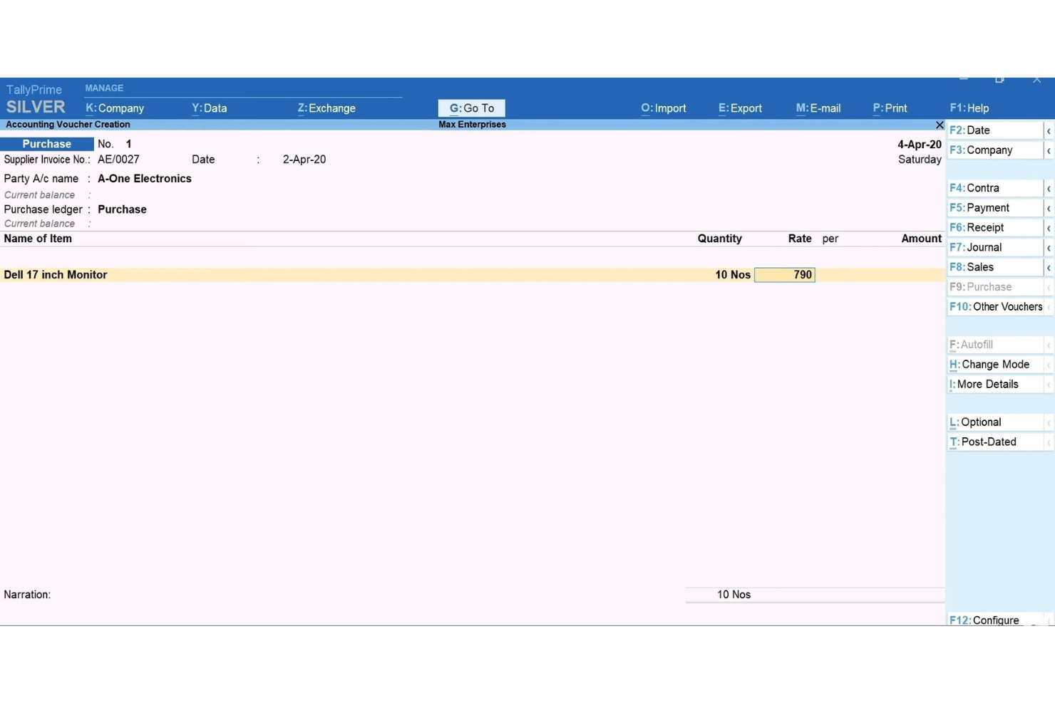TallyPrime screenshot - Le 10 migliori alternative a Sage Intacct recensite nel 2026