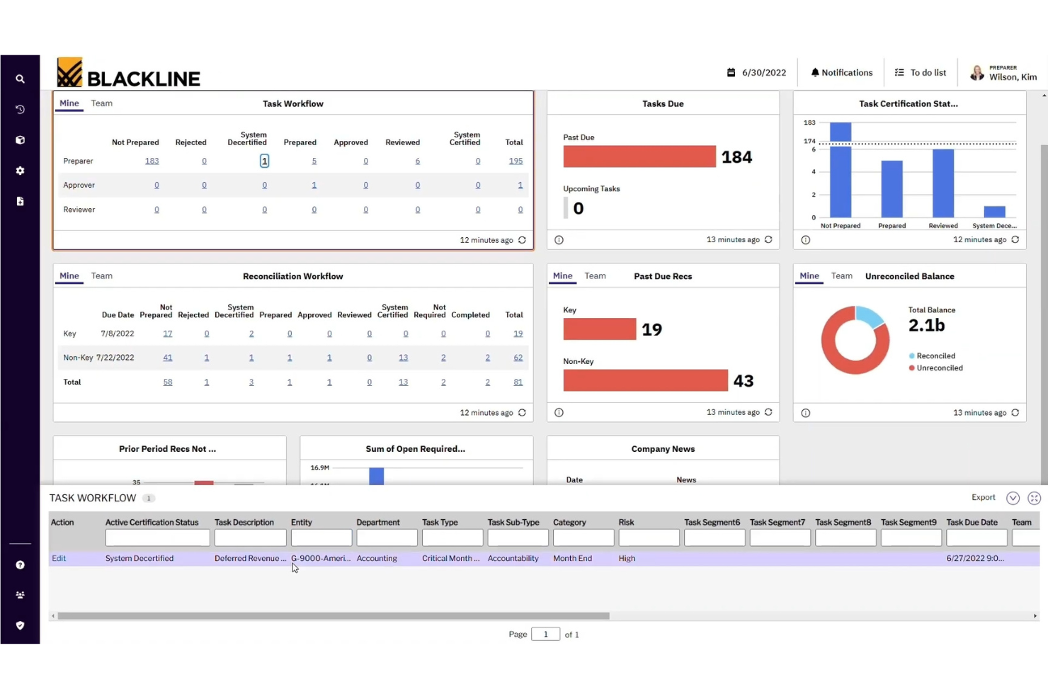 BlackLine screenshot - 10 meilleures alternatives à Sage Intacct évaluées en 2026