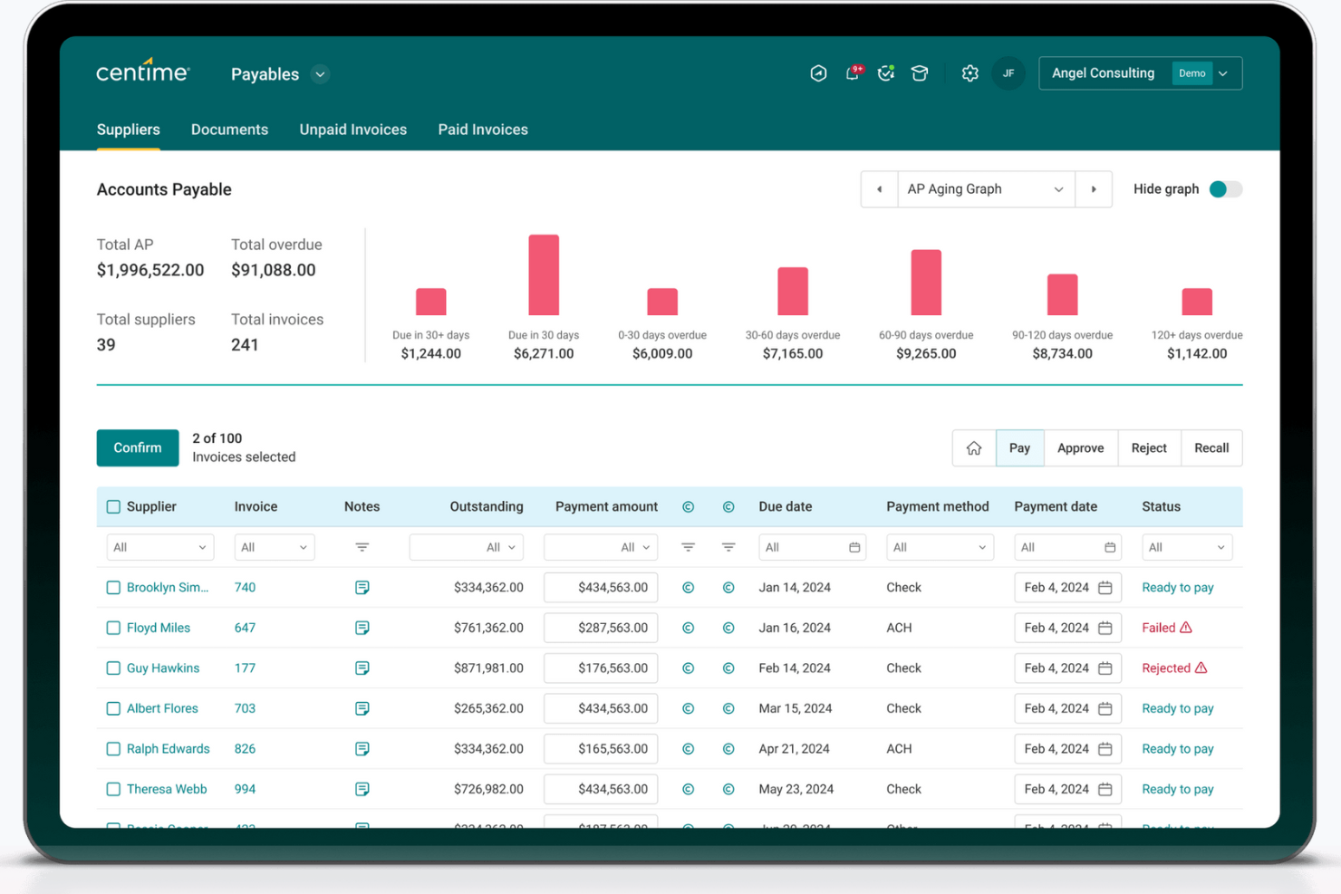 Centime screenshot - Le 10 migliori alternative ad AvidXchange recensite nel 2026