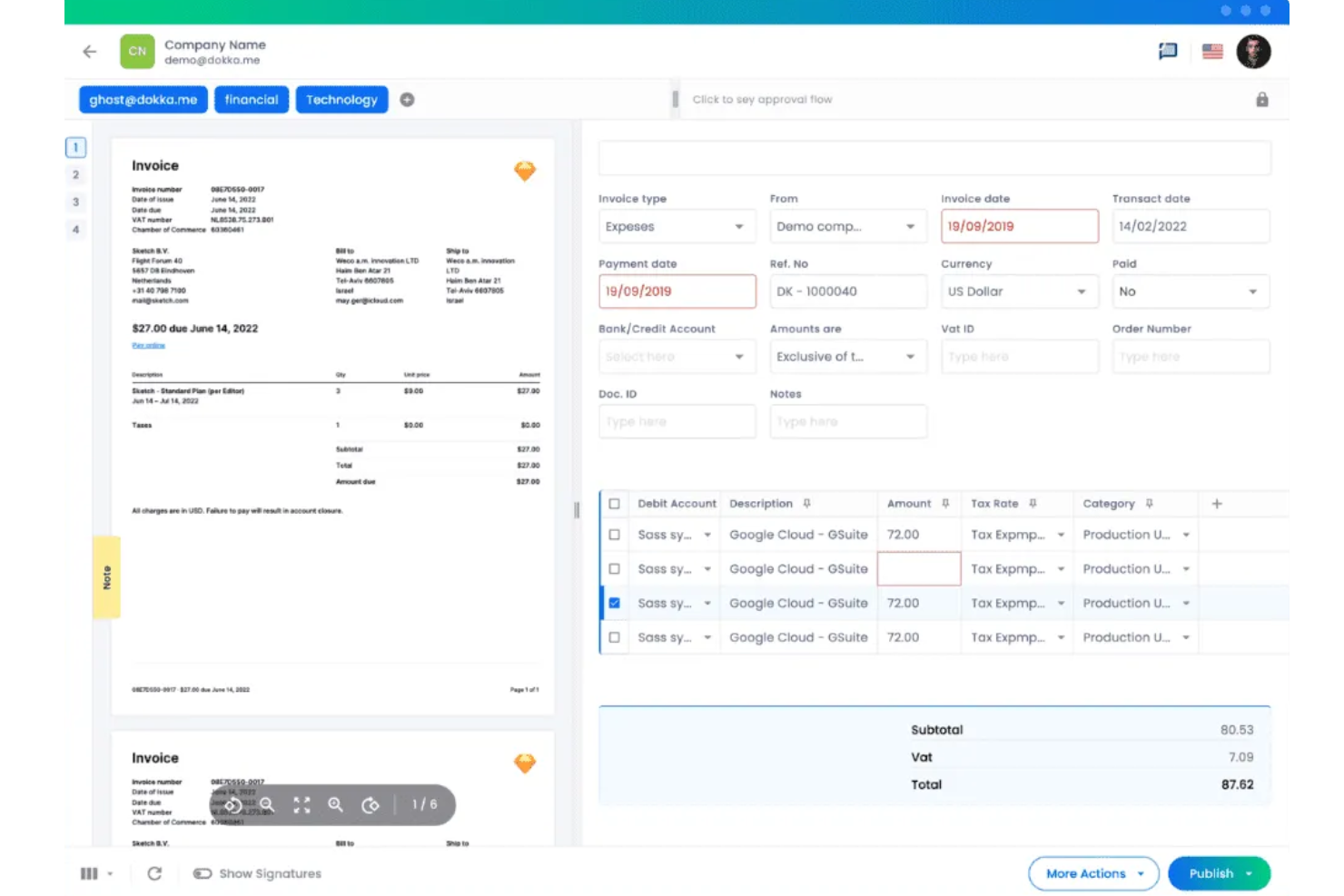 DOKKA screenshot - 24 Best Accounts Payable Software for Small Business Reviewed in 2026