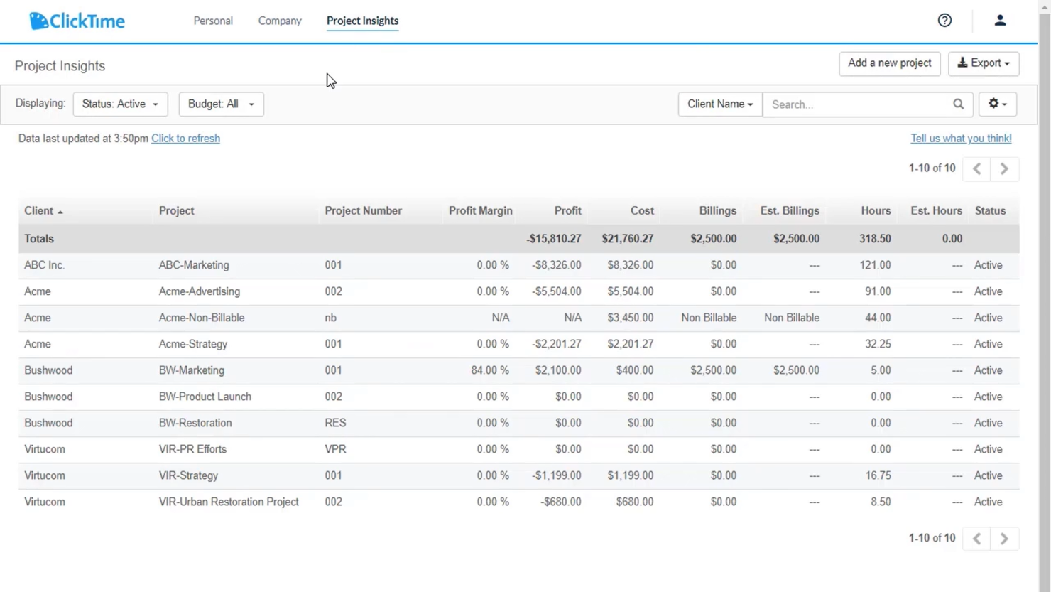 ClickTime screenshot - 25 Best Accounting and Project Management Software Reviewed in 2026