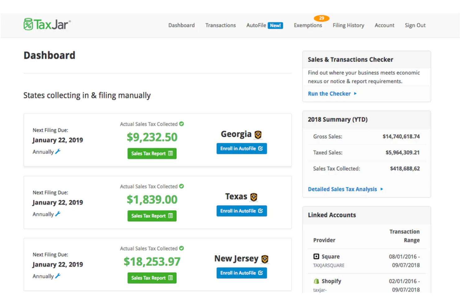 TaxJar screenshot - 12 Best Sales Tax Compliance Software Reviewed in 2026