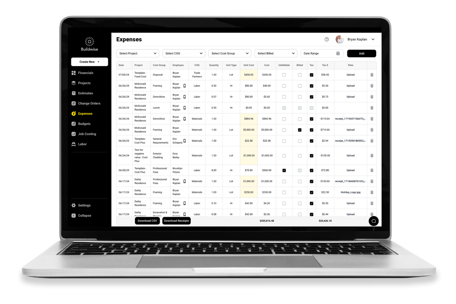 Buildwise screenshot - 13 Construction Expense Trackers for 2026