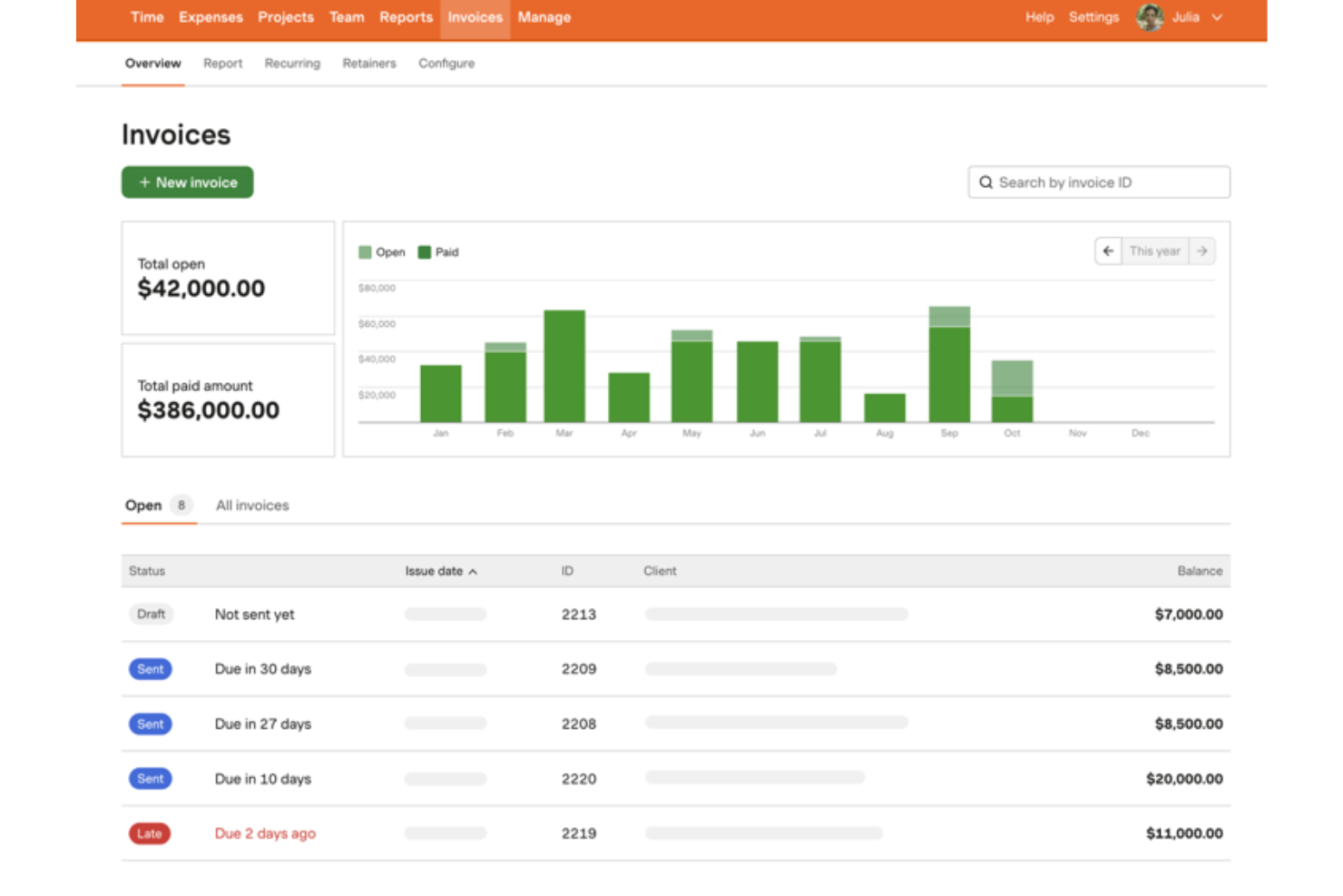 Harvest screenshot - 20 Best Invoicing Software for Small Businesses in 2026