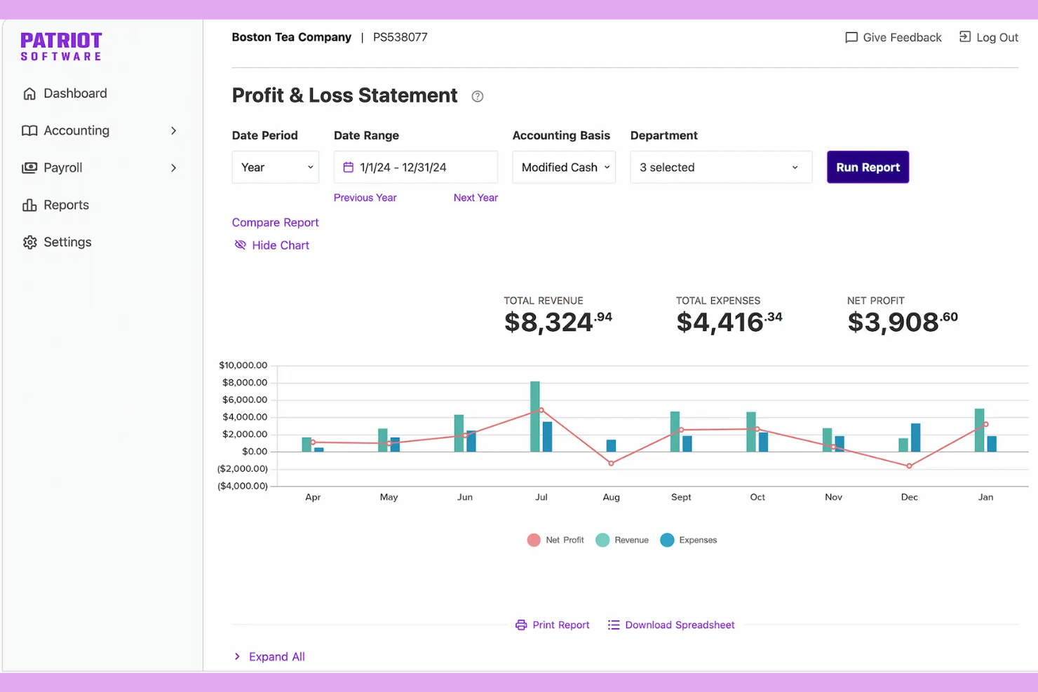 Patriot Accounting screenshot - 10 Best Financial Reporting Software for Small Businesses in 2026