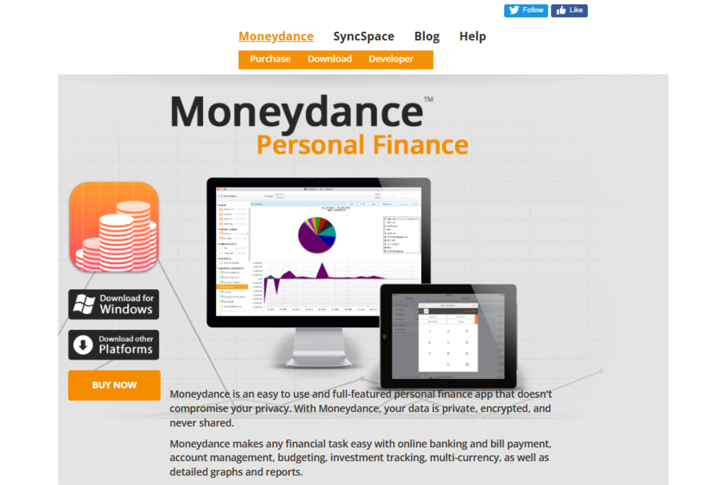 Moneydance helps track expenses and balances offline across currencies.