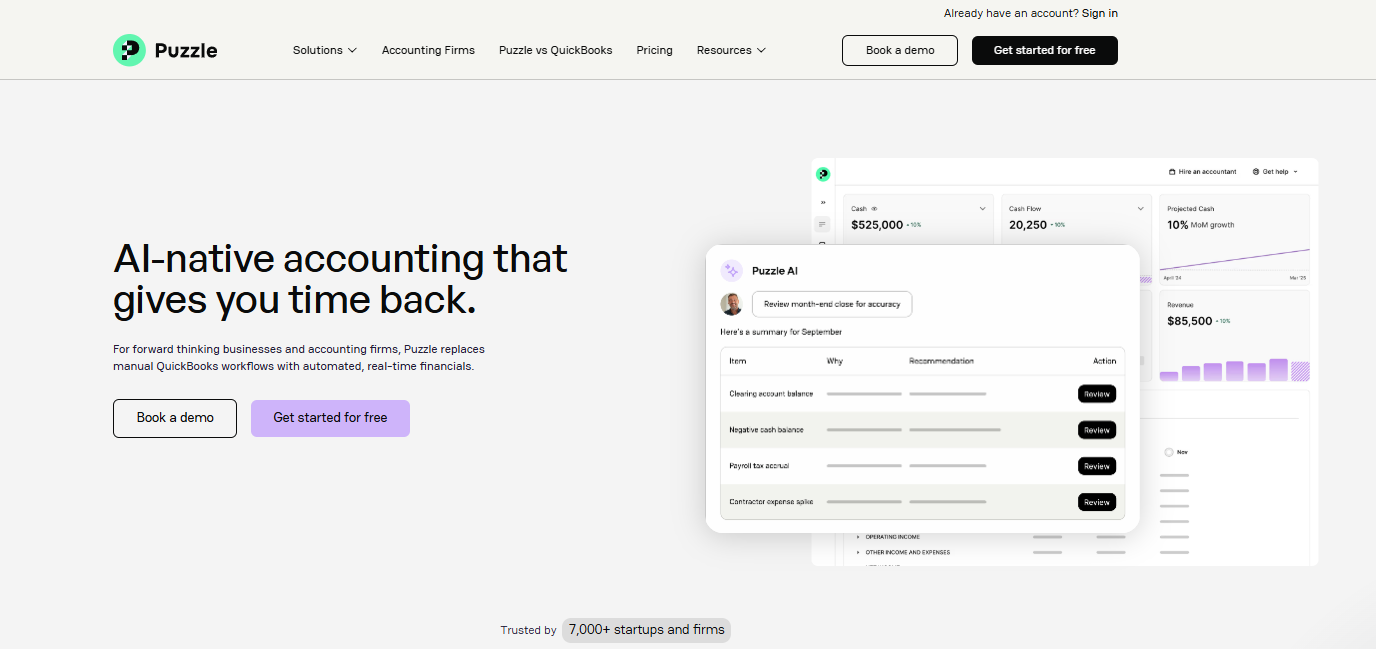 AI accounting that auto-categorizes, reconciles, and shows real-time cash.