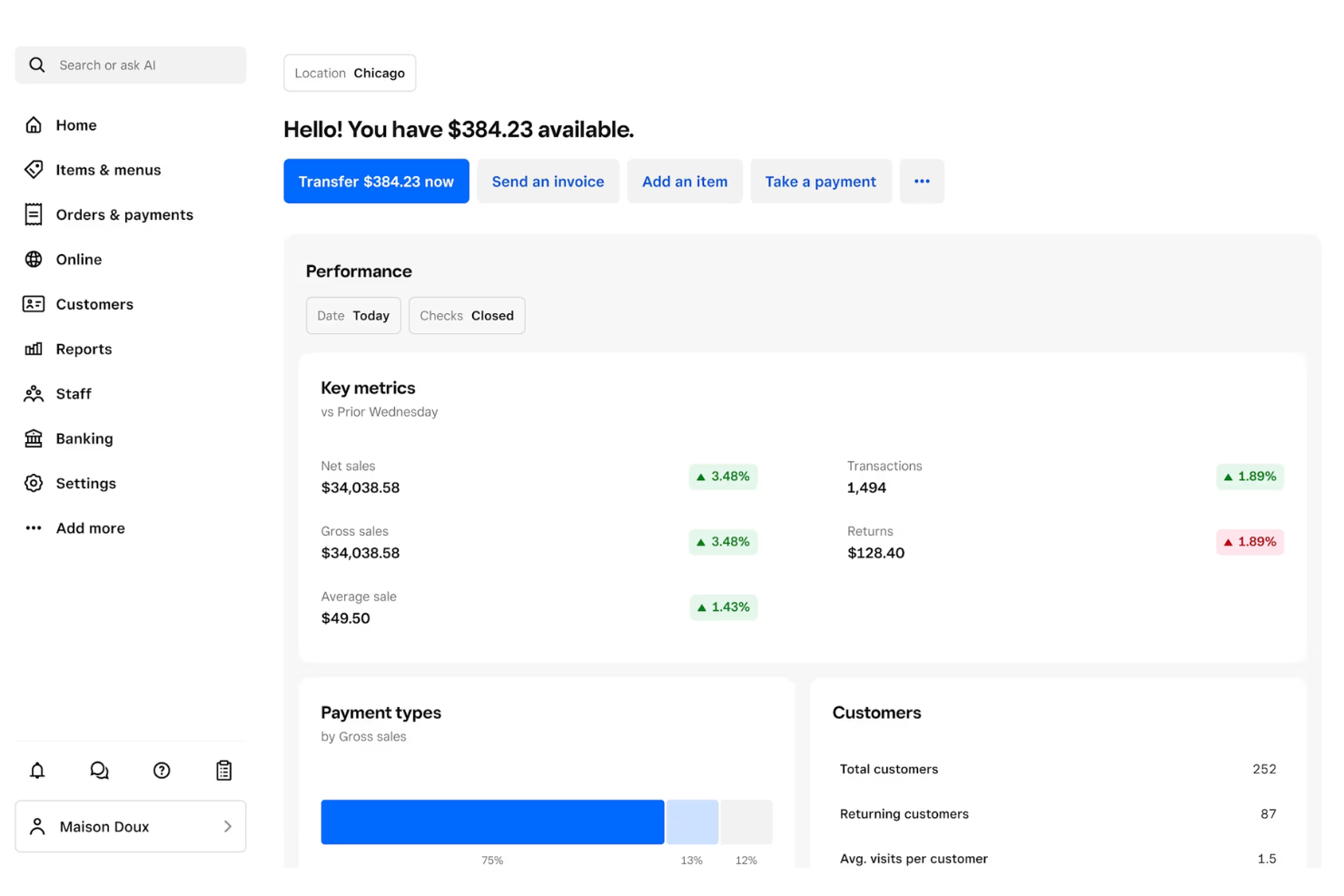 Creates, sends, and tracks invoices while accepting payments online.