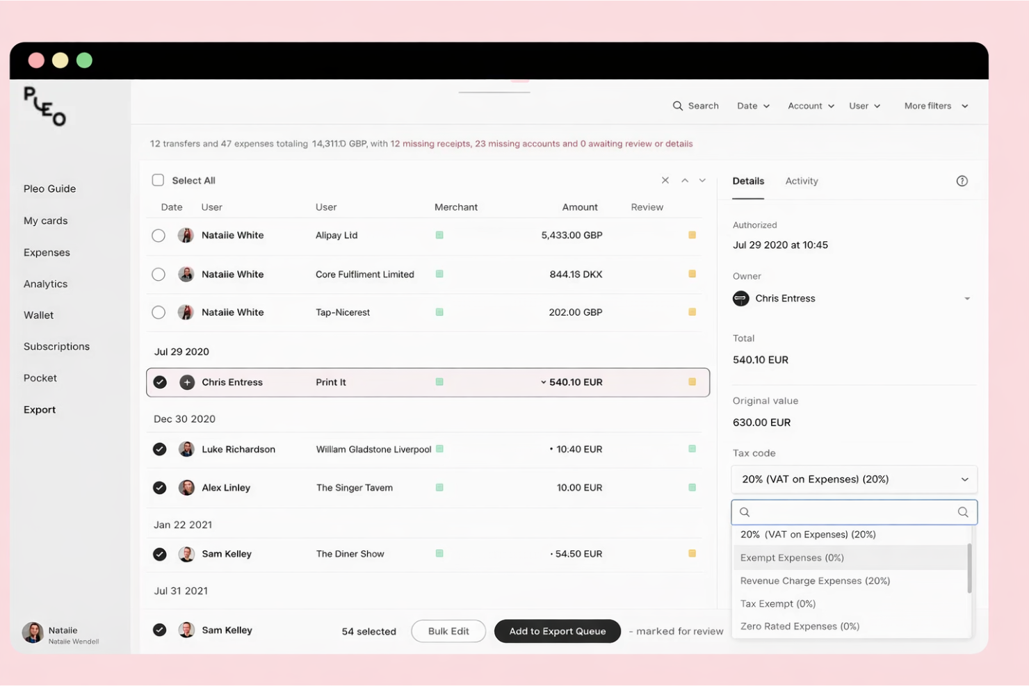 Pleo automates expense tracking with real-time spend visibility.