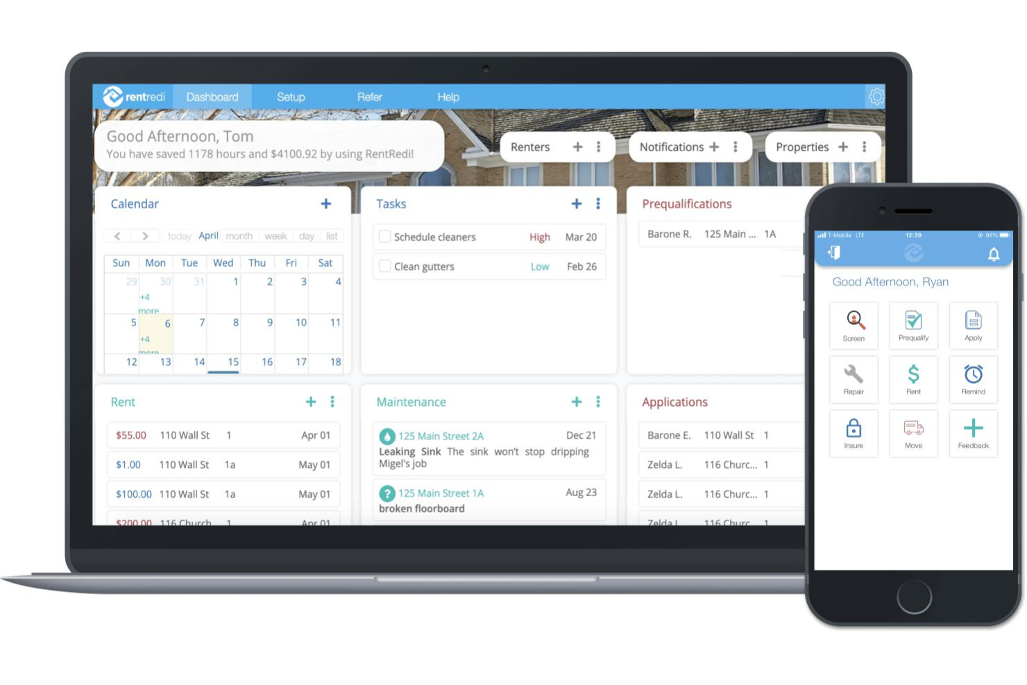 RentRedi manages rent, tenants, and listings for landlords.