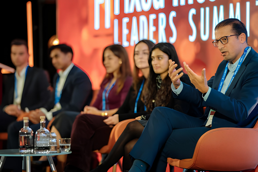 Panel discussion on stage at the Fixed Income Leaders Summit