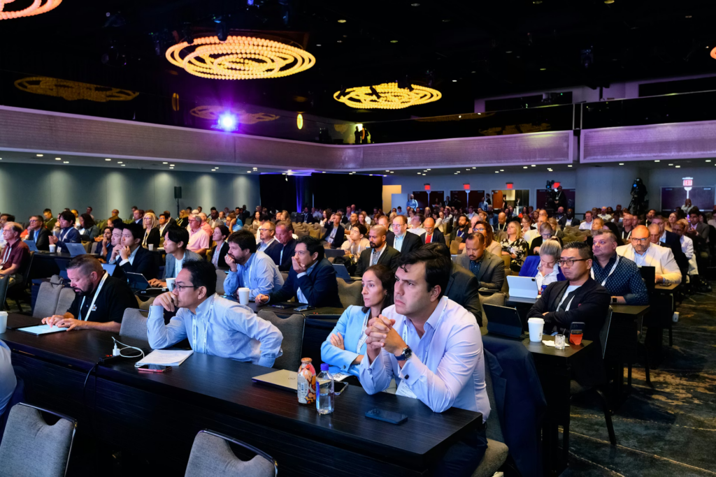 Attendees of FinovateFall during a keynote presentation