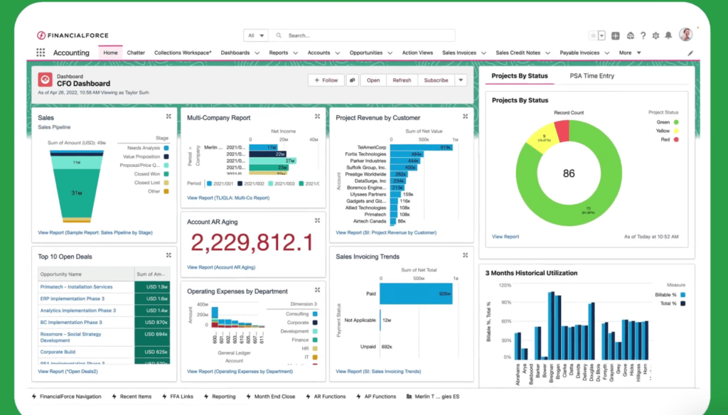 Certinia software dashboard screenshot