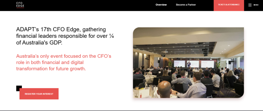 MIT Sloan CFO Summit website showing keynote speakers, agenda overview, and media section.