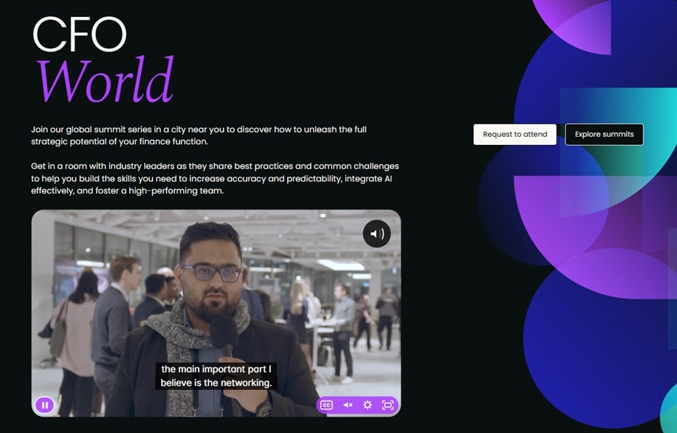 Landing page for the CFO Summit 2026