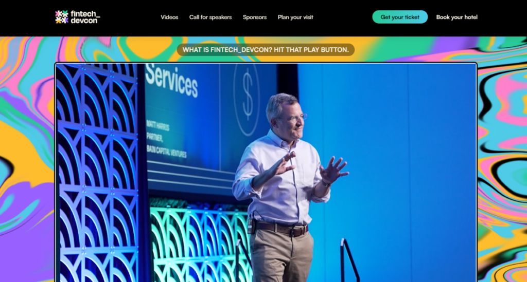 The Fintech DevCon conference landing page screenshot