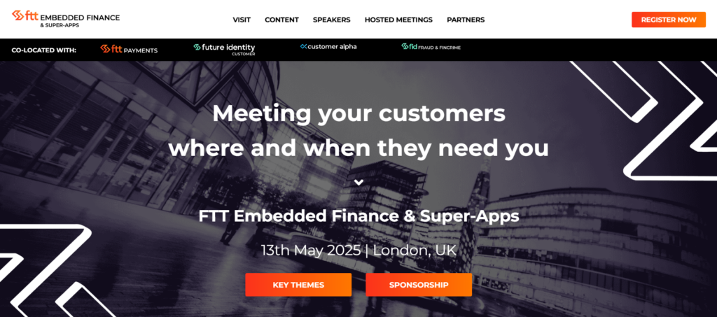 Screenshot of the FTT Embedded Finance & Super Apps conference page