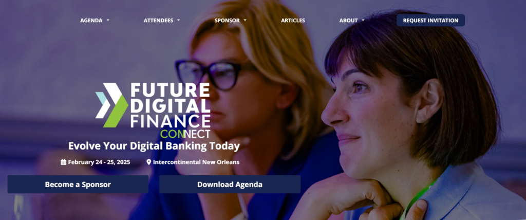 Screenshot of the Future Digital Finance conference landing page
