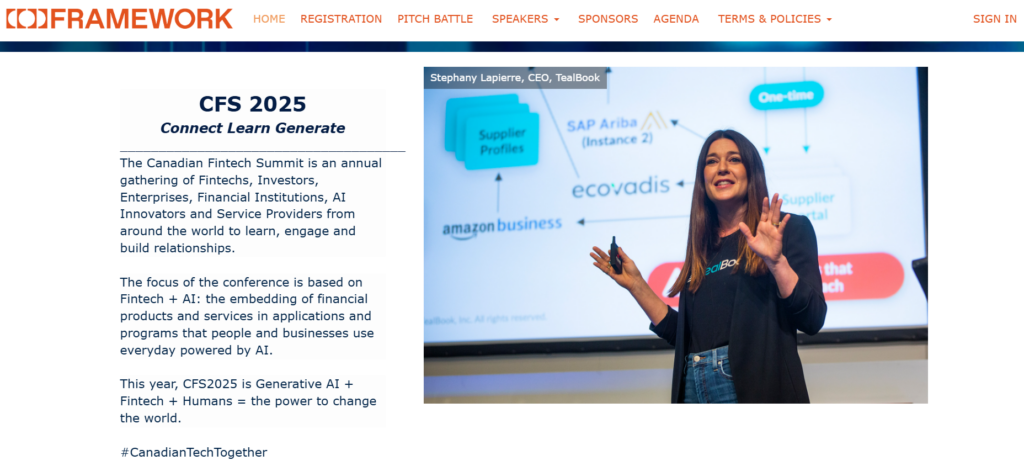 The Canadian Fintech Summit conference page screenshot