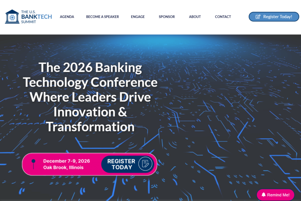 Landing page of the U.S. BankTech Summit 2026