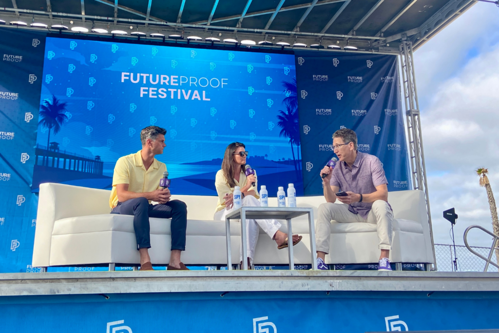 Panelists Tom Fields of Fynancial, Caitlin Douglas of Elevation Point and Craig Iskowitz of Ezra Group, at the Future Proof Festival 2025