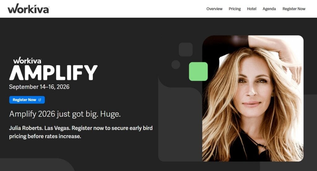 Landing page for the Workiva Amplify 2026