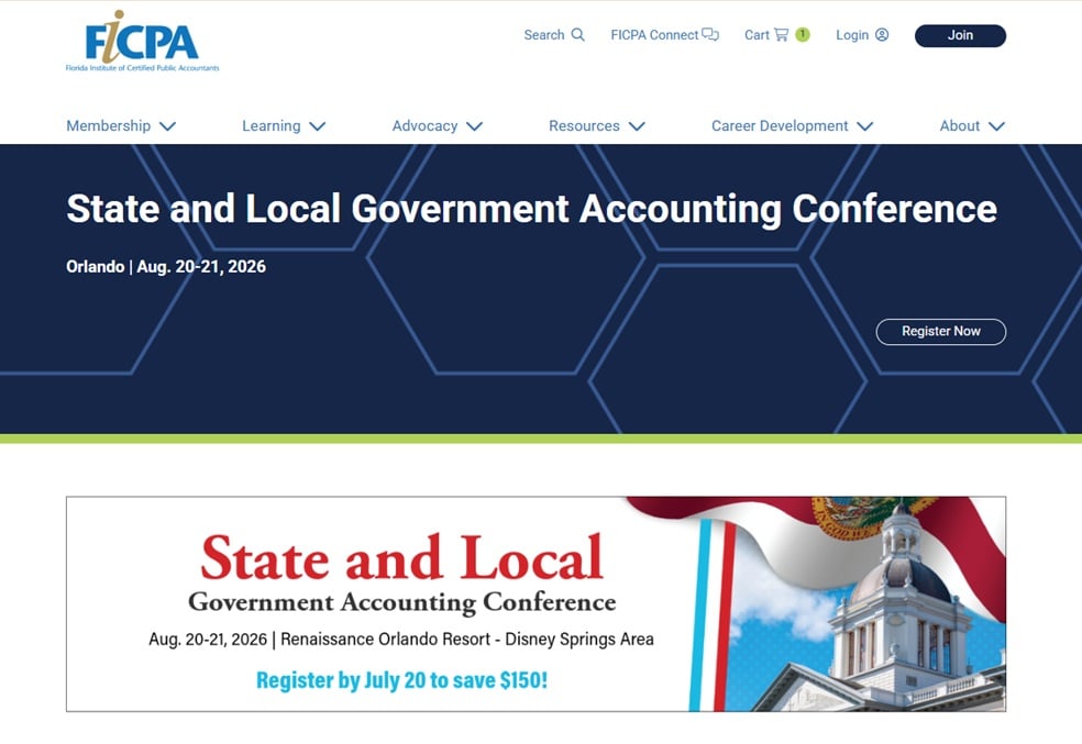 Landing page of the FICPA State and Local Government Accounting Conference (SLGAC)