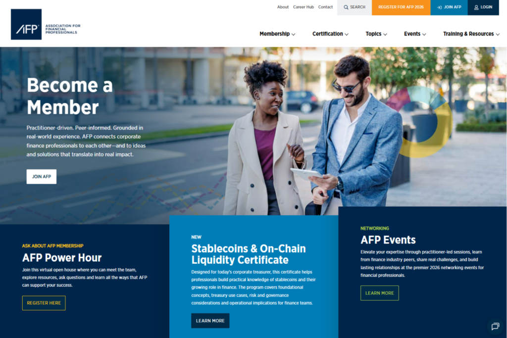 Association for Financial Professionals membership page