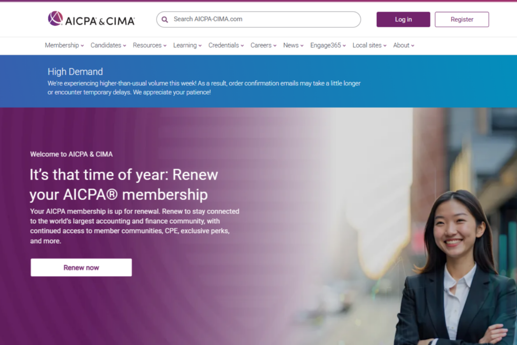 AICPA & CIMA landing page