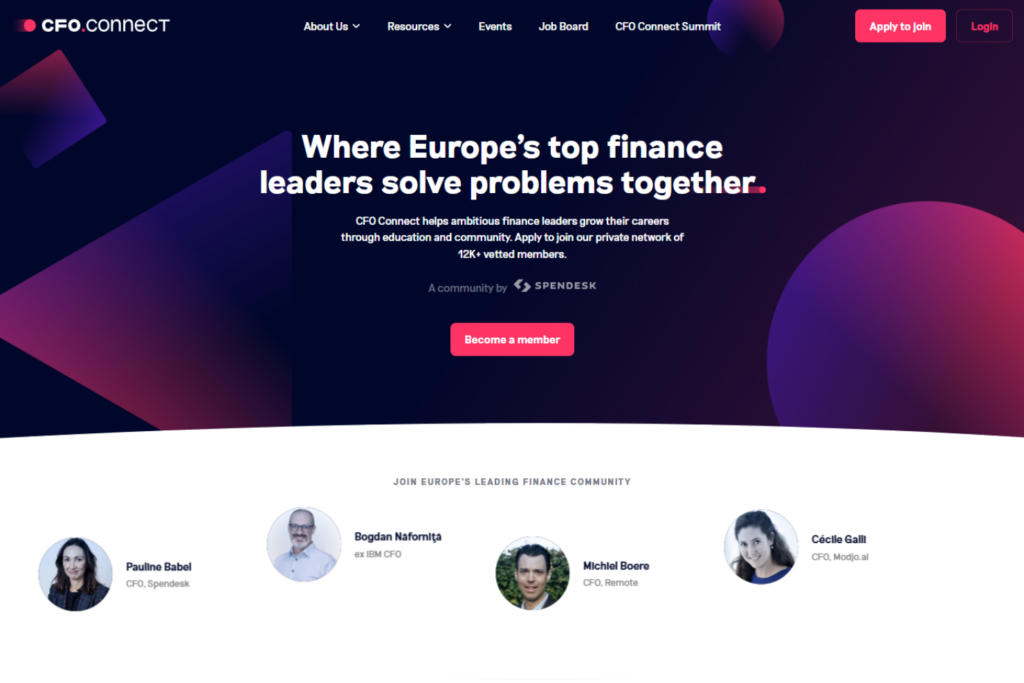 CFO Connect membership homepage