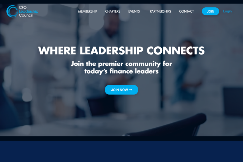 CFO Leadership Council homepage inviting finance leaders to join