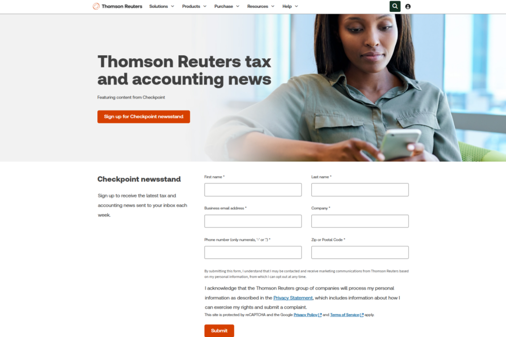 Checkpoint Newsstand newsletter signup page