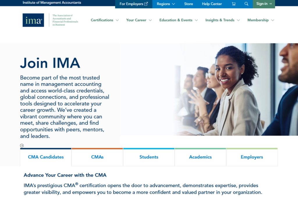 Institute of Management Accountants membership page