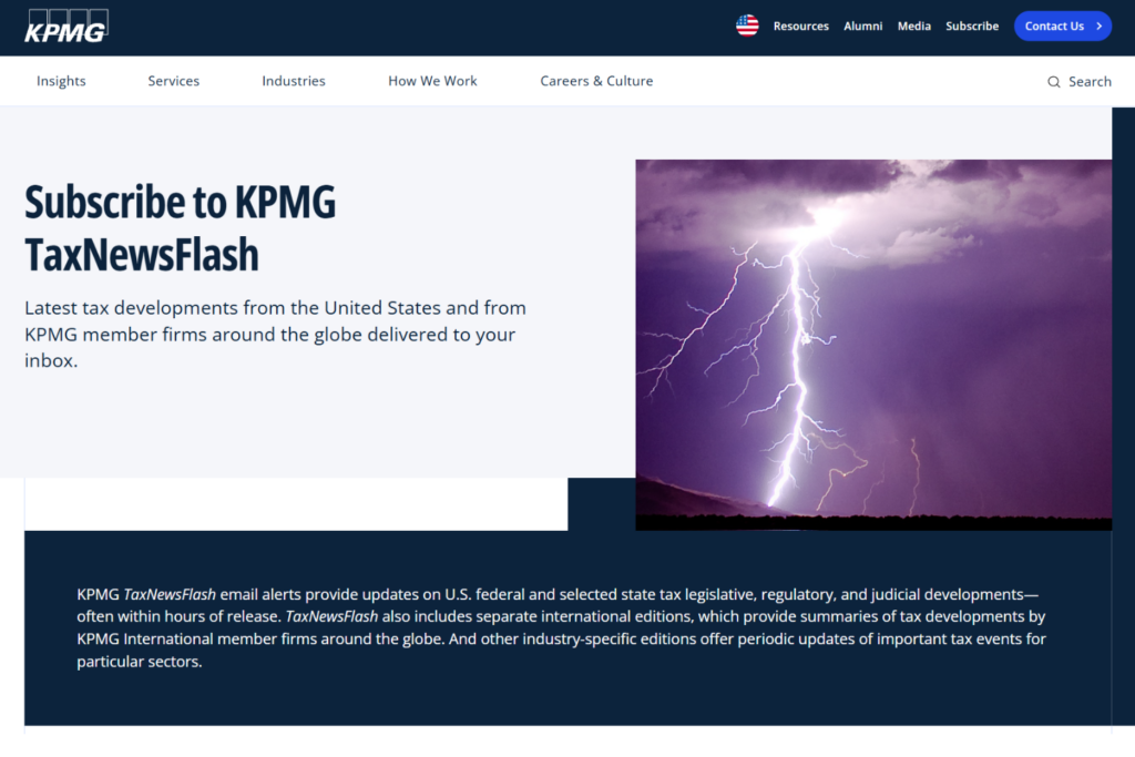 KPMG TaxNewsFlash newsletter subscription page