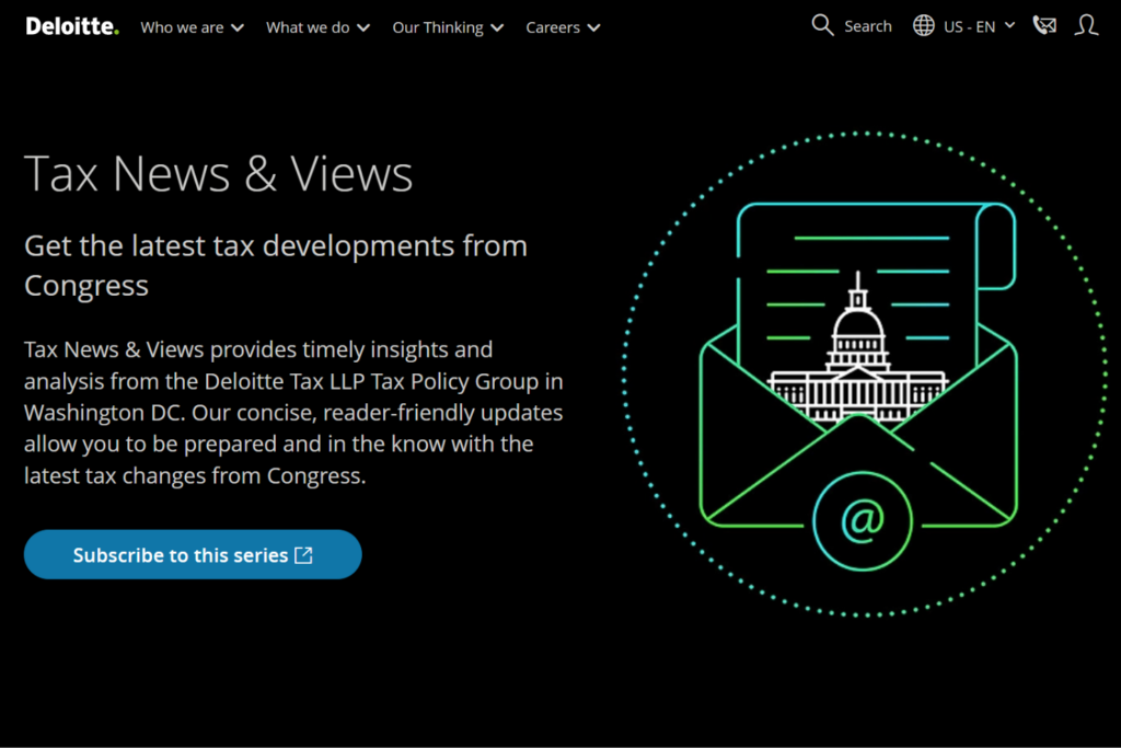Tax News & Views newsletter subscription page