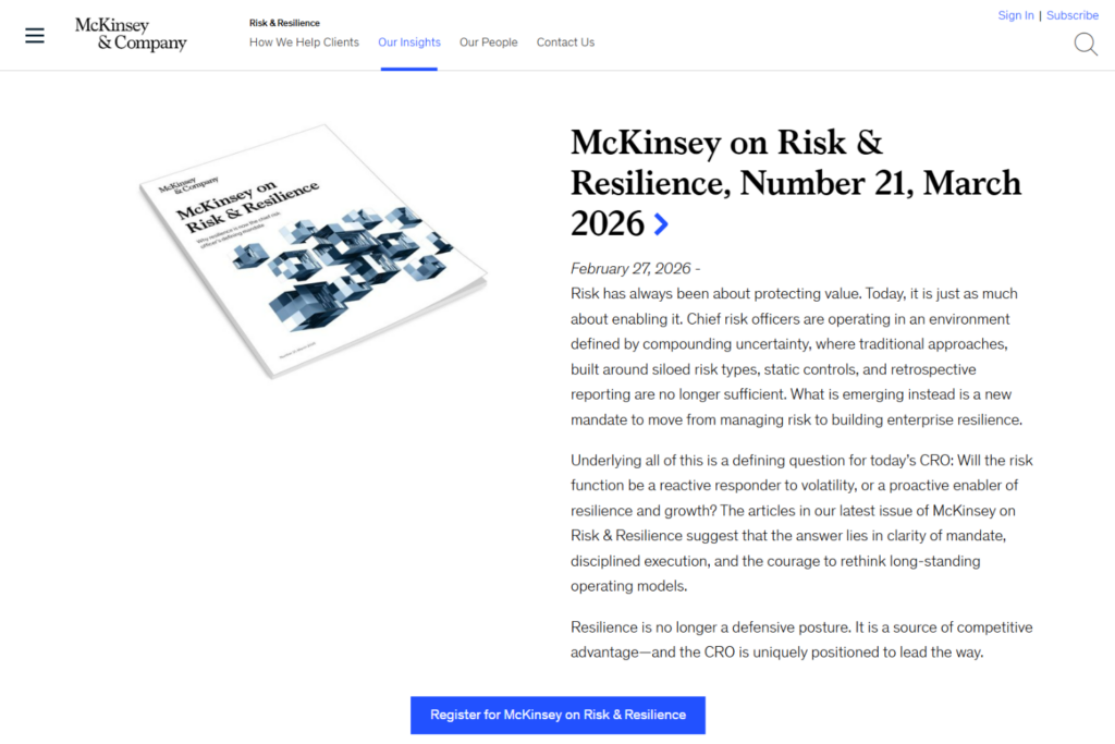 McKinsey on Risk & Resilience publication page