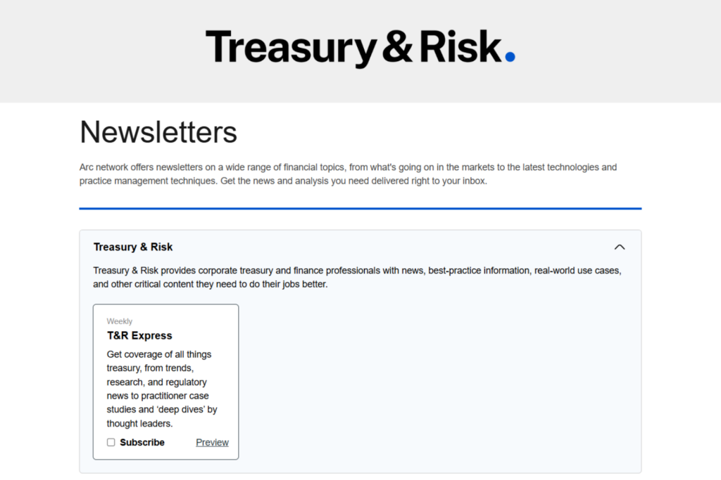 T&R Express newsletter subscription page