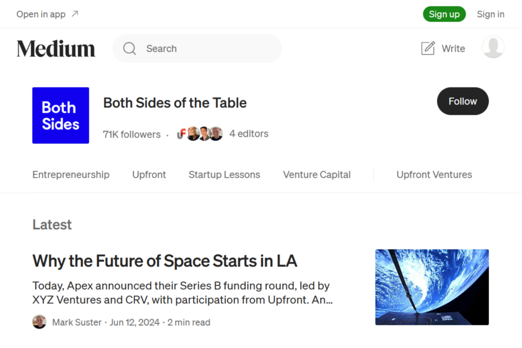 Both Sides of the Table publication homepage on Medium