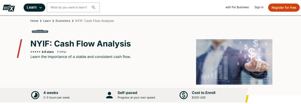 Cash Flow Analysis course landing page screenshot