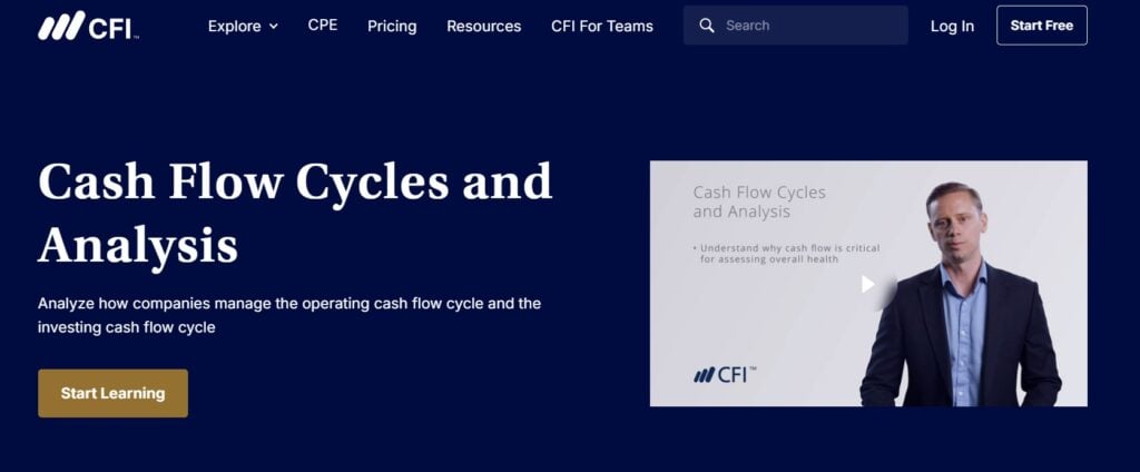 Cash Flow Cycles and Analysis course page screenshot
