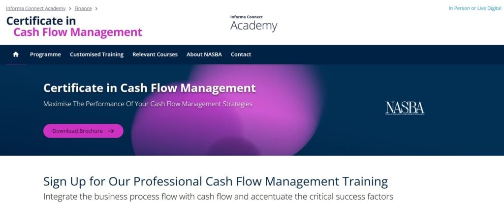 Certificate in Cash Flow Management course landing page