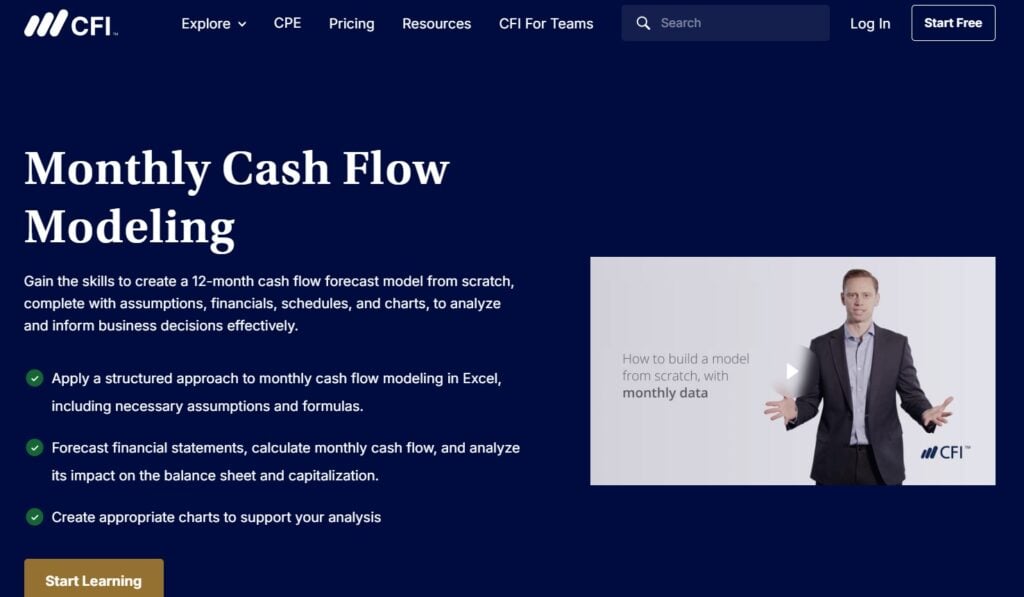 Monthly Cash Flow Modeling course page screenshot
